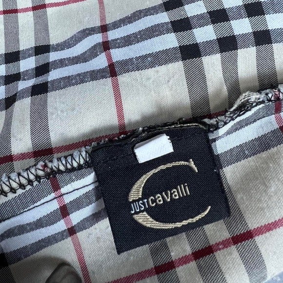 ❌SOLD-DEPOP❌ Roberto Cavalli “Just Cavalli” Nova Check Baby Doll Hook & Eye Top - Picture 4 of 4